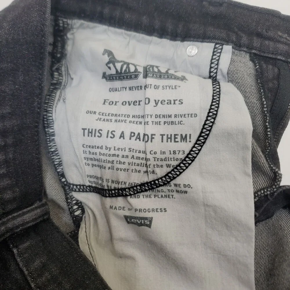 Levis Strauss 510 Black Jeans Mens 30x30 (30x26.5 Actual) SKINNY Denim Stretch - Picture 5 of 16
